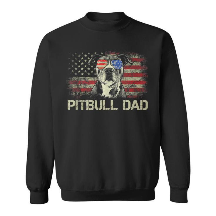 Mens Best Pitbull Dad Ever Patriotic American Flag 4Th Of July V2 Sweatshirt