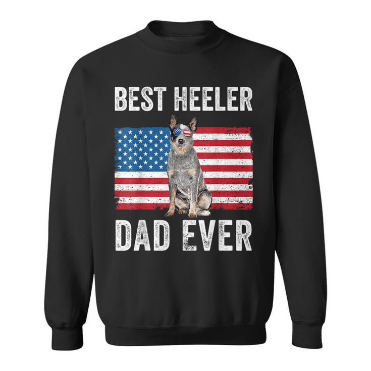 Mens Blue Heeler Dad Australian Cattle Dog Lover American Flag Sweatshirt