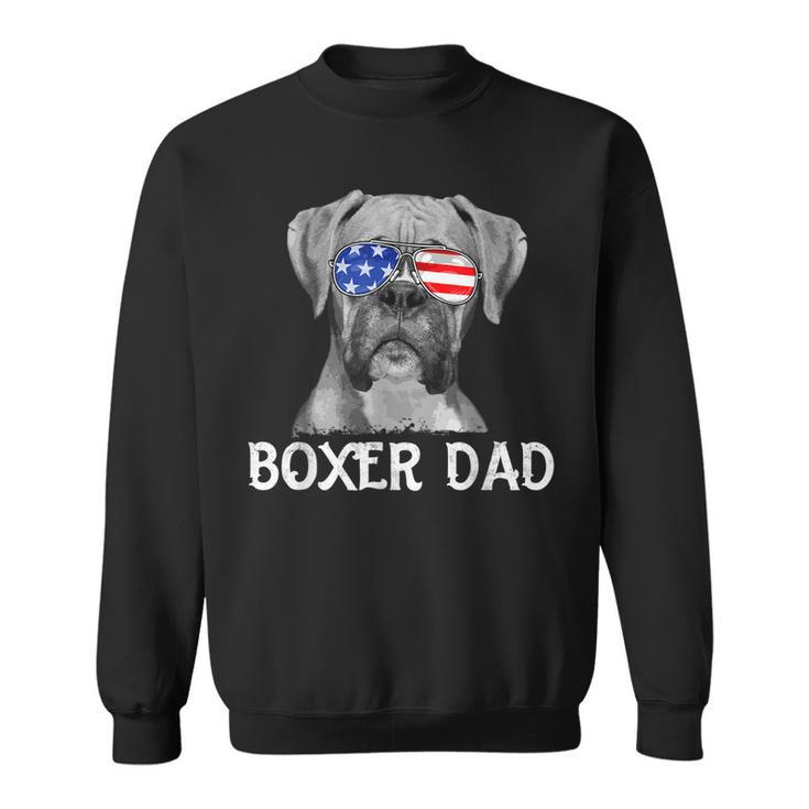 Mens Boxer Dad American Flag Patriotic Dog Lover 4Th Of July  Sweatshirt