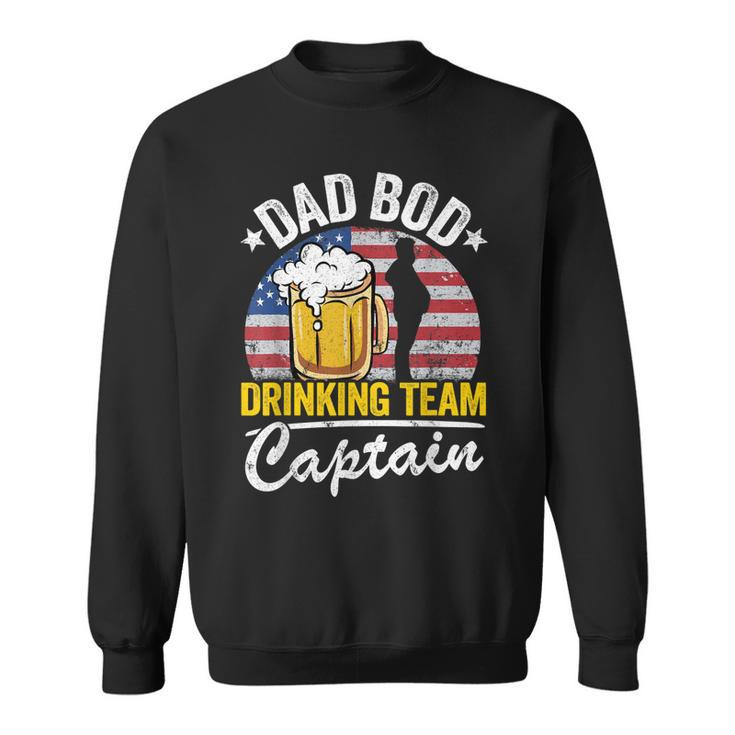 Mens Dad Bod Drinking Team Captain American Flag 4Th Of July Beer  Sweatshirt