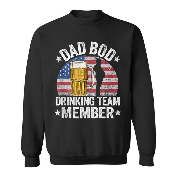 Mens Dad Bod Drinking Team Member American Flag 4Th Of July Beer  Sweatshirt