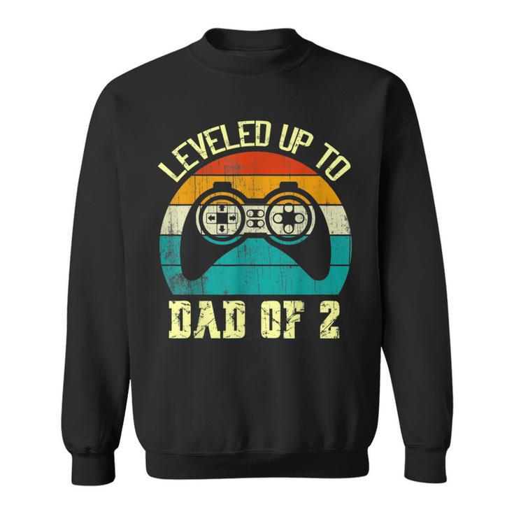 Mens Daddy Again Leveled Up To Dad Of 2 Dad  V2 Sweatshirt