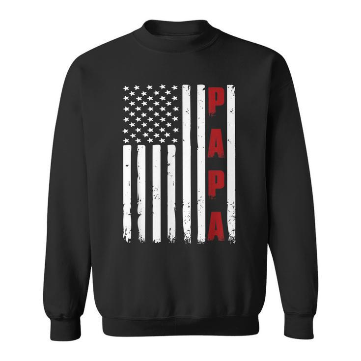 Mens Fathers Day  Best Dad Ever Usa American Flag   Sweatshirt