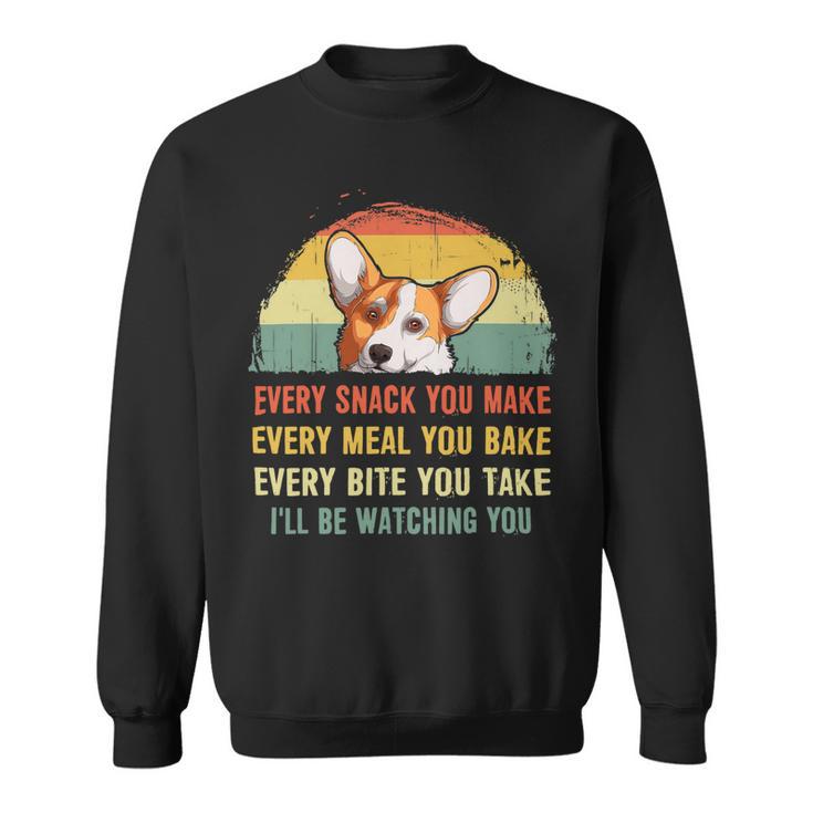 Mens Funny Corgi Retro Every Snack You Make Every Meal You Bake V2 Sweatshirt