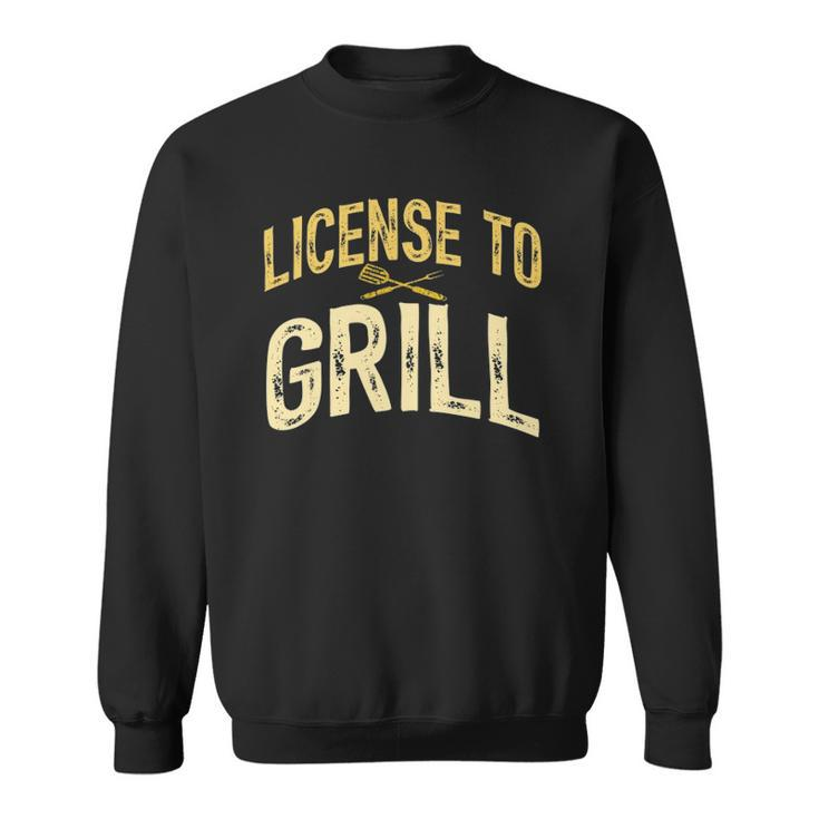 Mens Funny Dad Loves Bbq License To Grill Meat Smoking Vintage Sweatshirt