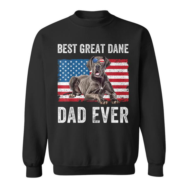Mens Great Dane Dad American Flag Dog Lover Owner Fathers Day Fun Sweatshirt