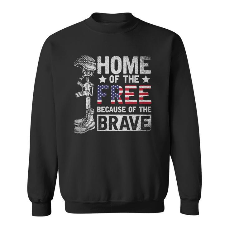 Mens Home Of The Free Because Of The Brave Proud Veteran Soldier Sweatshirt
