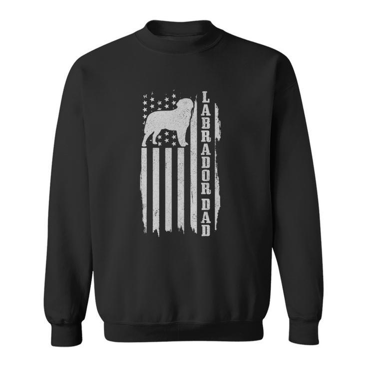 Mens Labrador Dad Vintage American Flag Patriotic Black Lab Dog Sweatshirt