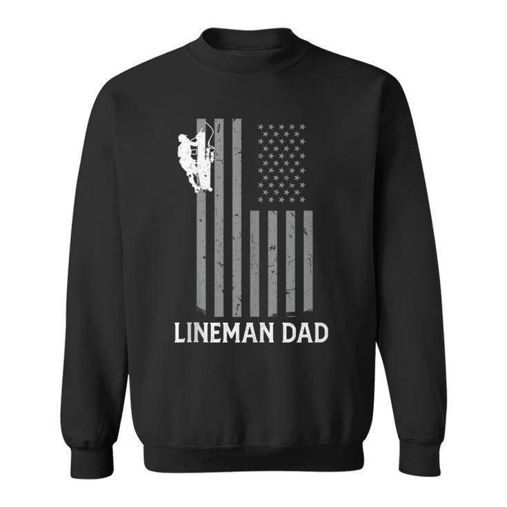 Mens Lineman Dad American Flag Electric Cable Mens Lineman  Sweatshirt