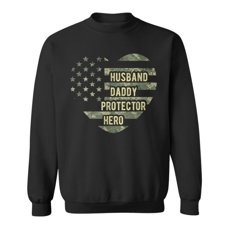 Mens Mens Husband Daddy Protector Heart Camoflage Fathers Day  Sweatshirt