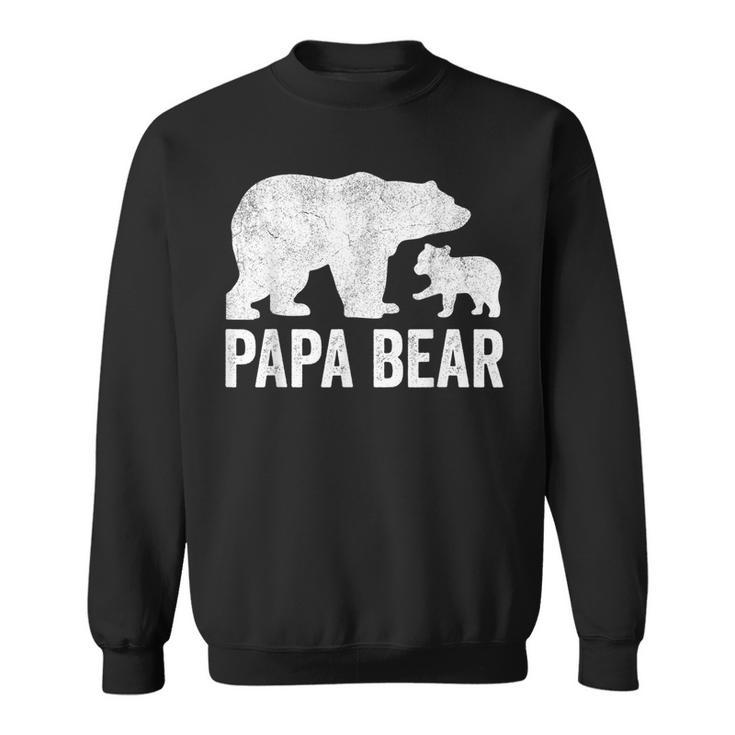 Mens Papa Bear Fathers Day Grandad  Fun 1 Cub Kid Grandpa  Sweatshirt