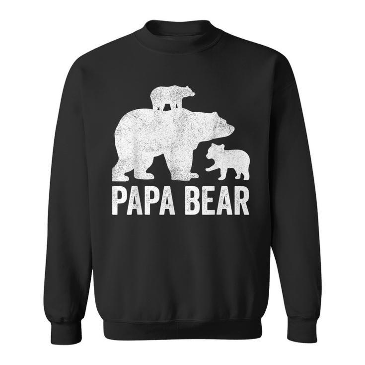 Mens Papa Bear Fathers Day Grandad  Fun 2 Cub Kid Grandpa  Sweatshirt