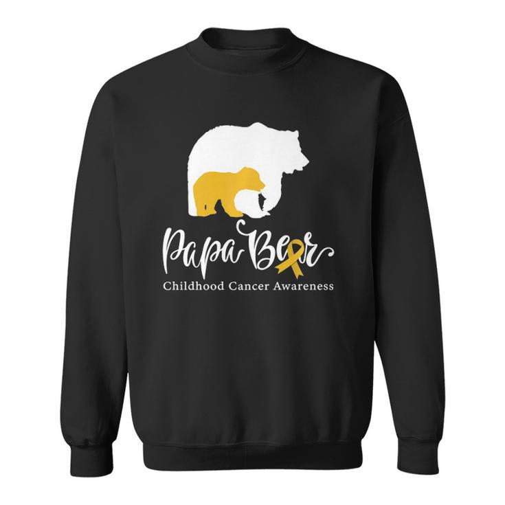 Mens Papa Bear Gold Ribbon Childhood Cancer Awareness  Sweatshirt