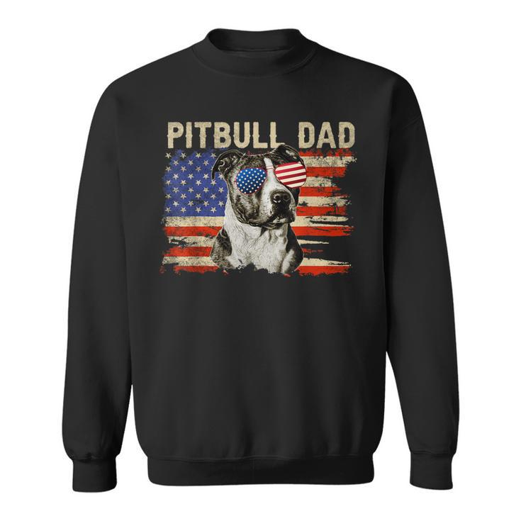 Mens Patriotic Pitbull Dad  4Th Of July American Flag Usa  Sweatshirt