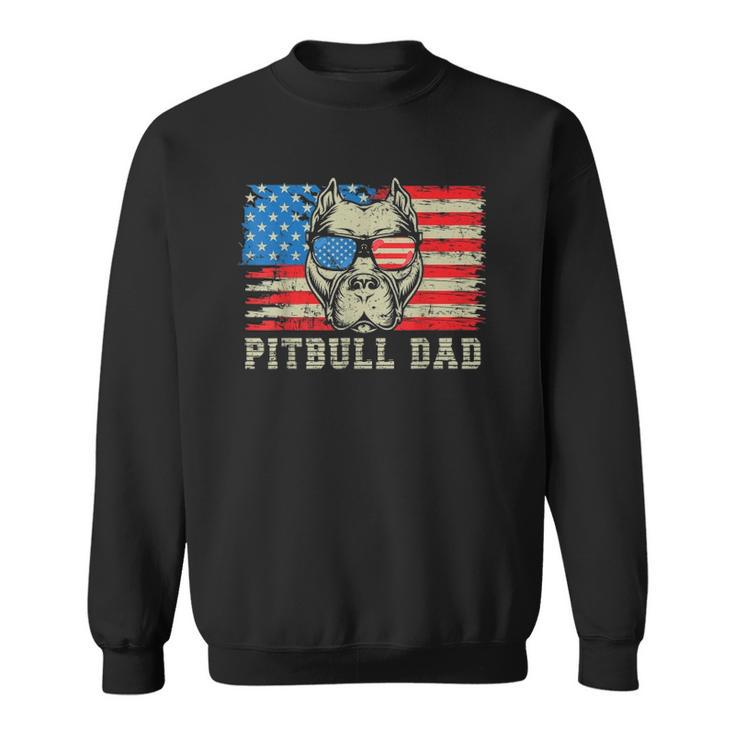 Mens Pitbull Dad American Pit Bull Dog Us Flag 4Th Of July Sweatshirt