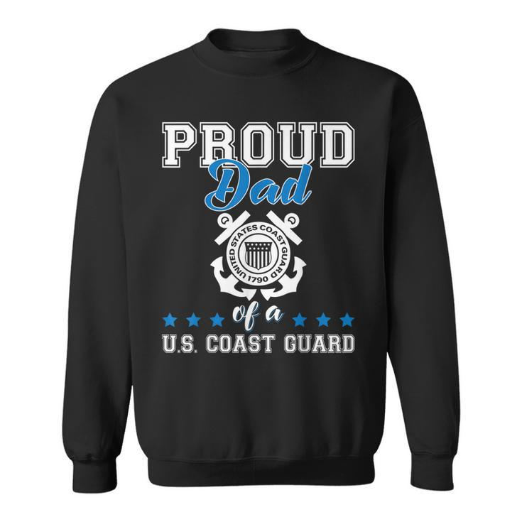 Mens Proud Dad Of A Coast Guard Military Family Us 4Th Of July  Sweatshirt