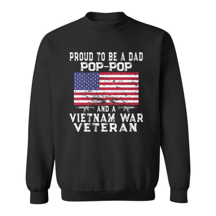 Mens Proud Dad Pop-Pop Vietnam War Veteran - Retro Us Flag Grandpa Sweatshirt
