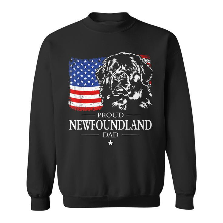 Mens Proud Newfoundland Dad American Flag Patriotic Dog Gift Sweatshirt