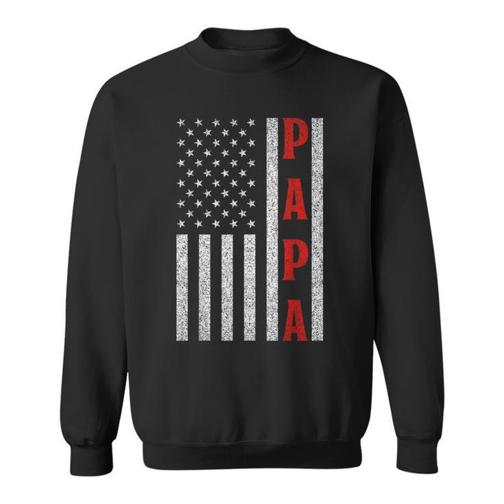 Mens Proud Papa American Flag Fathers Day Gift From Grandchildren Sweatshirt