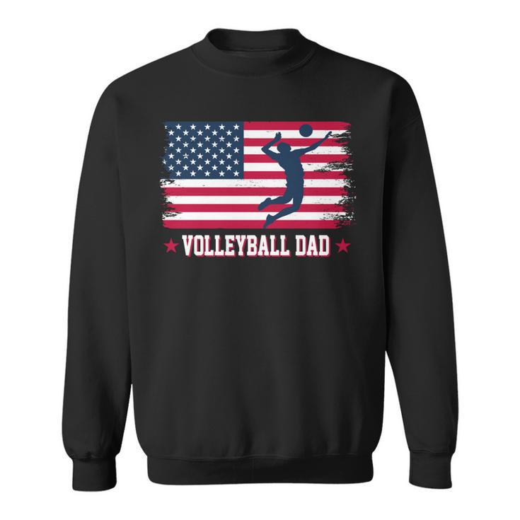 Mens Proud Volleyball Dad American Flag 4Th Of July Freedom   Sweatshirt