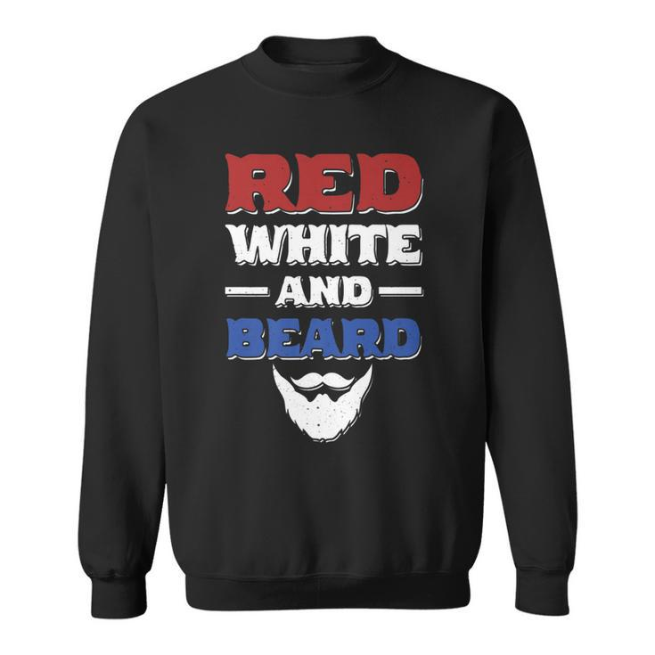 Mens Red White And Beard Funny 4Th Of July Bearded Dad Husband   Sweatshirt