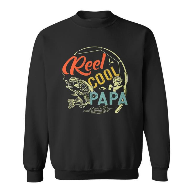 Mens Reel Cool Papa  Funny Fishing Fathers Day Christmas Sweatshirt