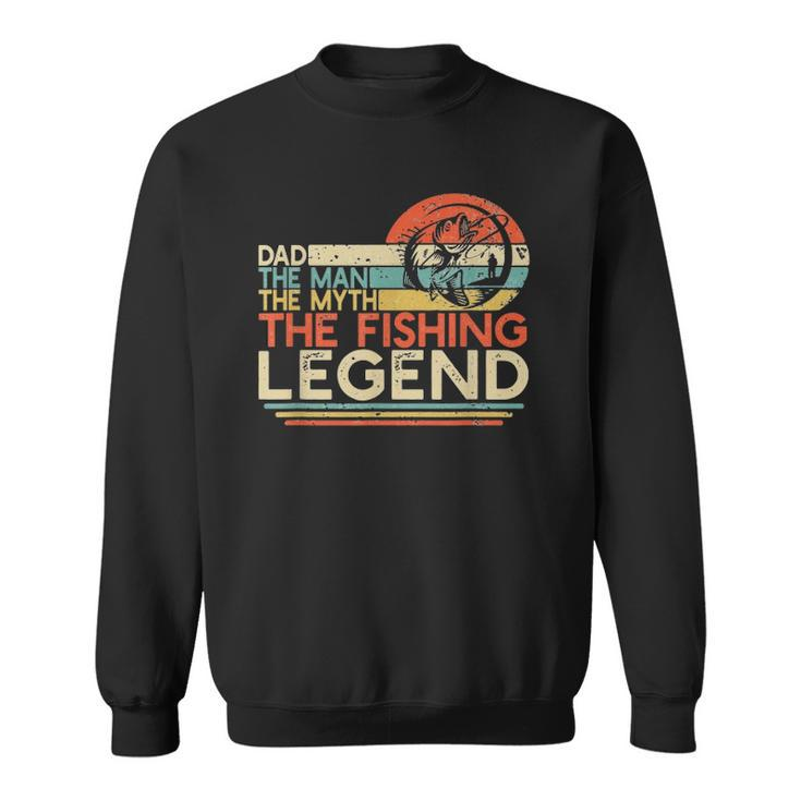 Mens Vintage Bass Fishing Dad Man The Myth The Legend Fisherman Classic Sweatshirt