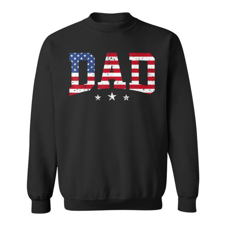 Mens Vintage Dad Fathers Day American Flag Usa Dad 4Th Of July  Sweatshirt