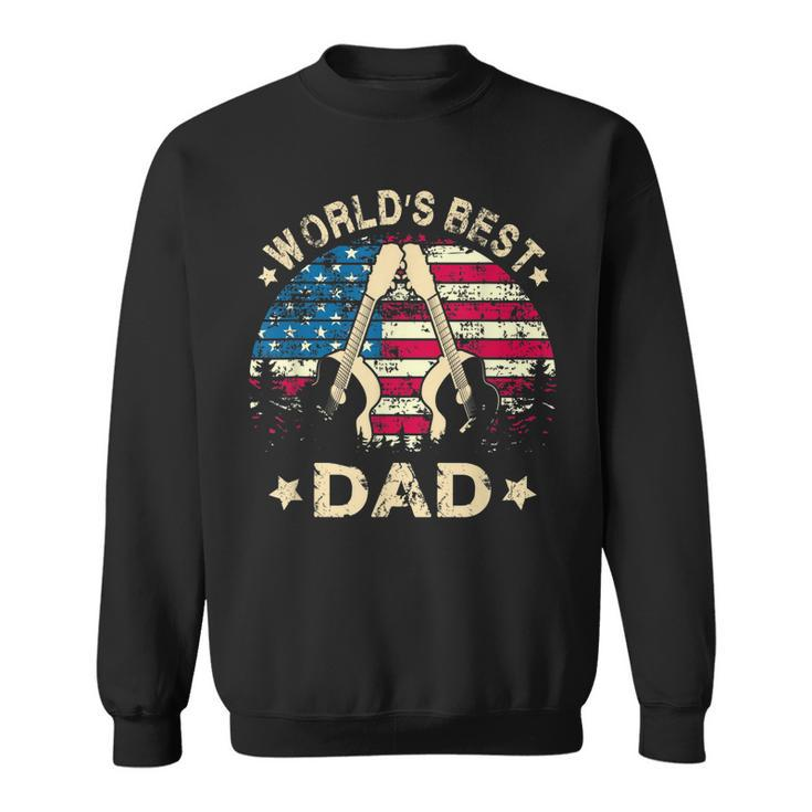 Mens Worlds Best Guitar Dad T  4Th Of July American Flag Sweatshirt