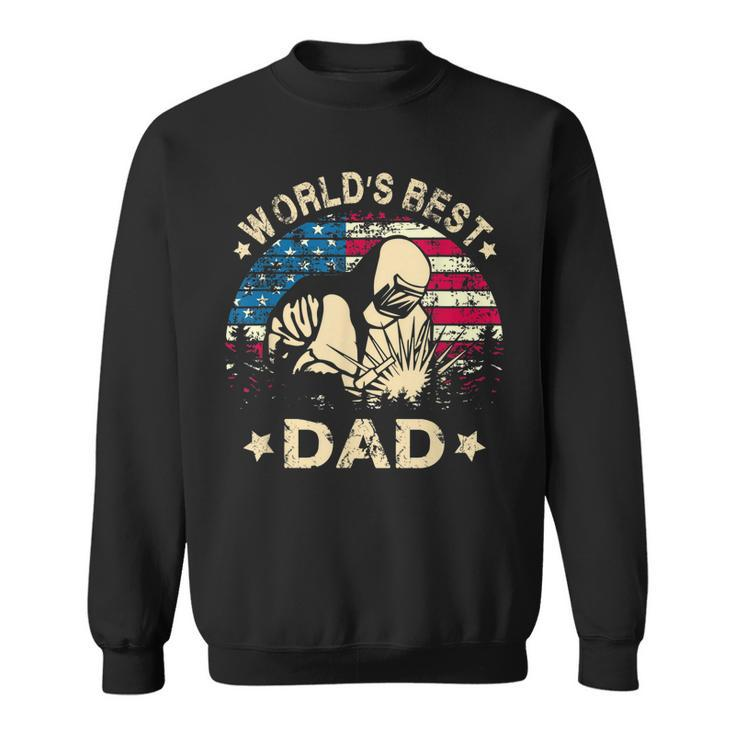 Mens Worlds Best Welder Dad T  4Th Of July American Flag Sweatshirt