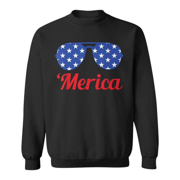 Merica Patriotic American Flag Pride Fourth Of July T  V2 Sweatshirt