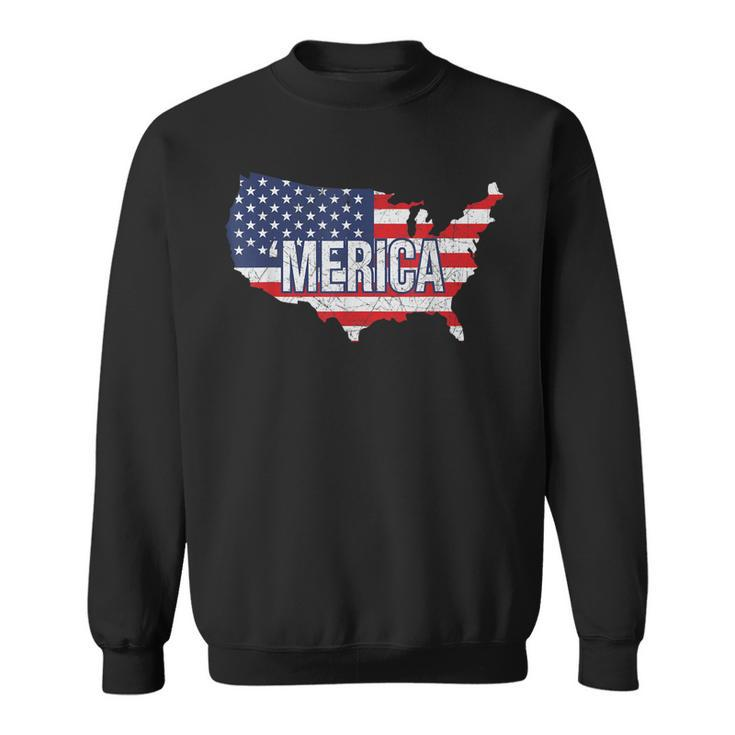 Merica Patriotic American Flag Pride Fourth Of July T  V3 Sweatshirt