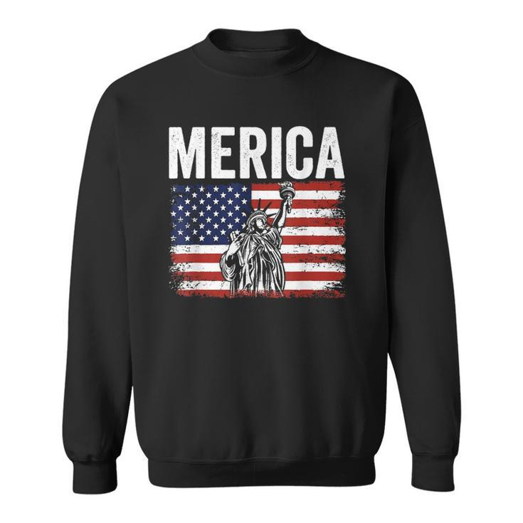 Merica Patriotic Apparel Statue Of Liberty American Flag Sweatshirt
