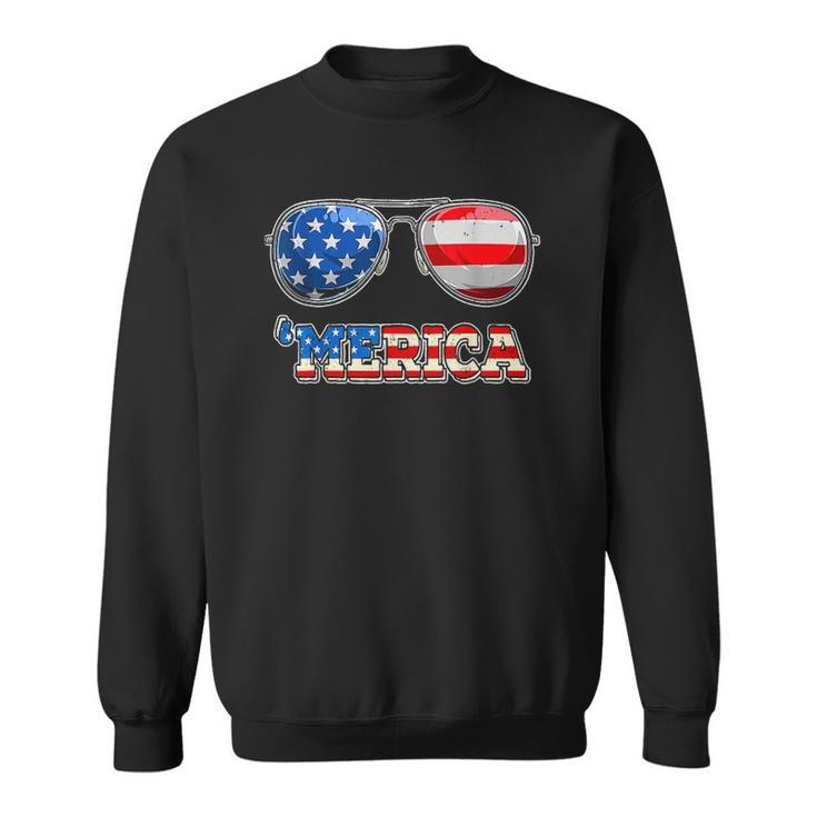 Merica Sunglasses 4Th Of July Funny Patriotic American Flag Sweatshirt