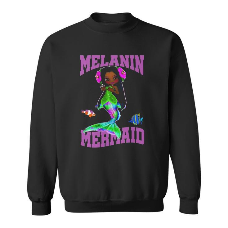 Mermaid Melanin Poppin African American Girl Sweatshirt