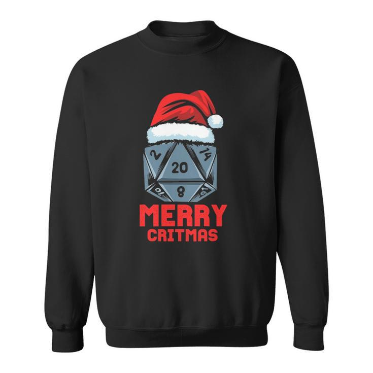 Merry Critmas D20 Tabletop Rpg Gamer - Funny Christmas Sweatshirt