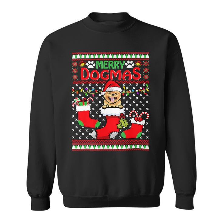 Merry Dogmas Pomeranian Dog Funny Ugly Christmas Xmas T-Shirt Sweatshirt