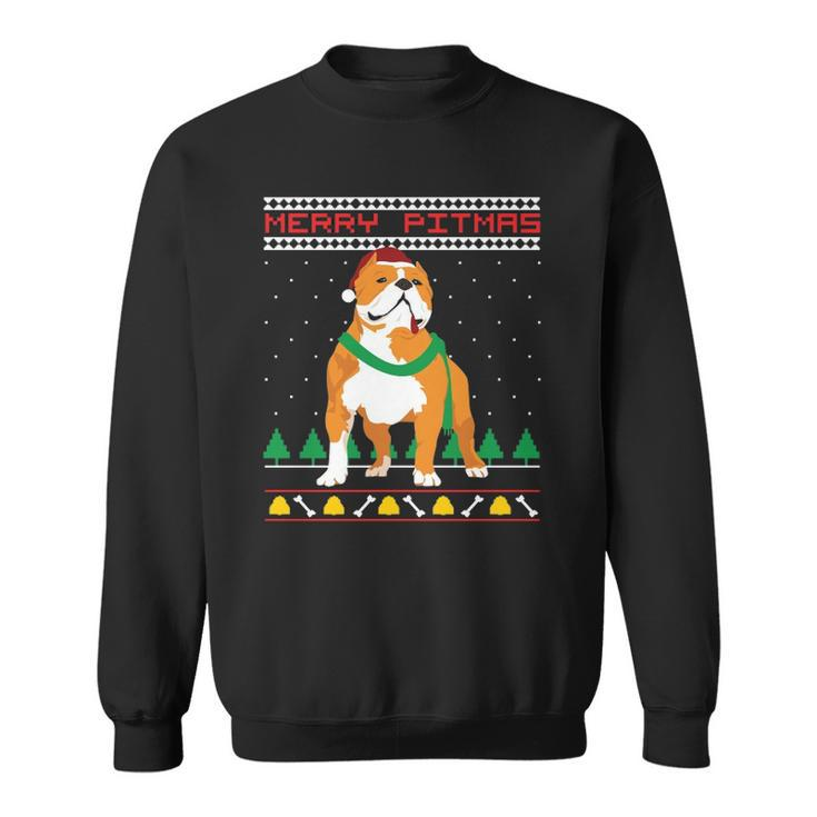 Merry Pitmas Pitbull Santa Claus Dog Ugly Christmas  Sweatshirt