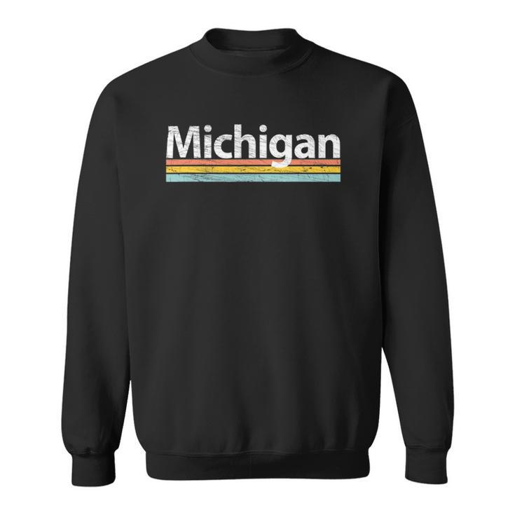 Michigan - Mi Vintage Worn Design - Retro Stripes Classic Sweatshirt