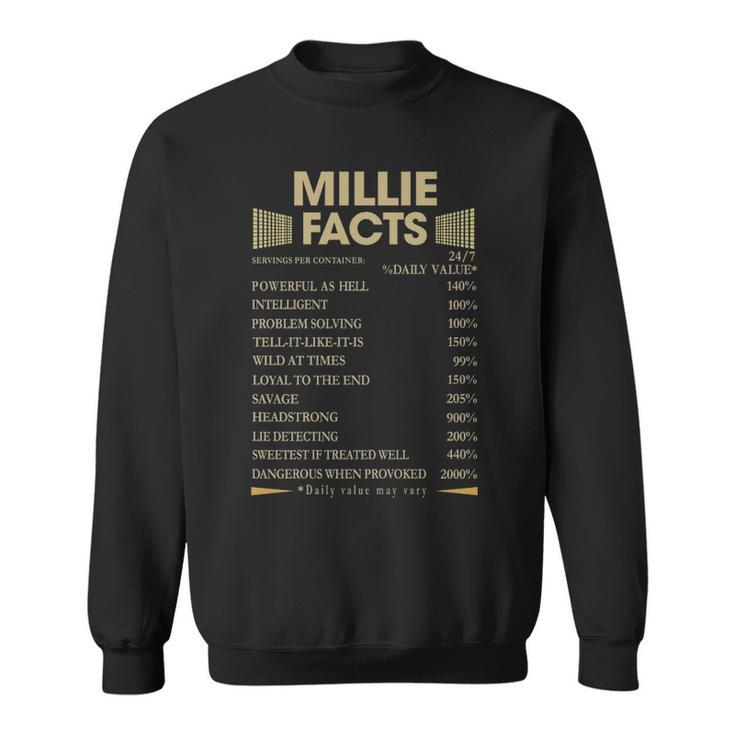 Millie Name Gift   Millie Facts Sweatshirt