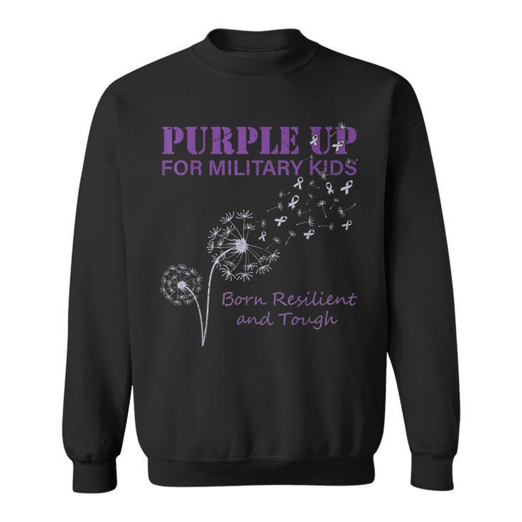 Month Of The Military Child Purple Up Soldier Kids Dandelion  Sweatshirt