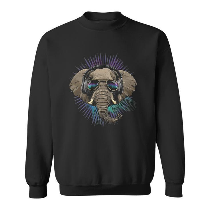 Music Elephant Dj With Headphones Musical Elephant Lovers Sweatshirt