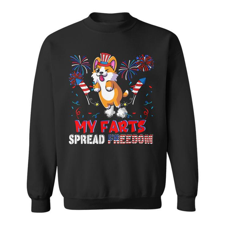My Farts Spread Freedom Funny American Flag Corgi Fireworks V2 Sweatshirt