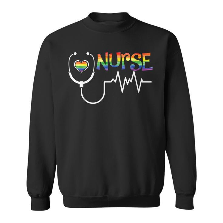 Nurse Rainbow Flag Lgbt Lgbtq Gay Lesbian Bi Pride Ally  Sweatshirt