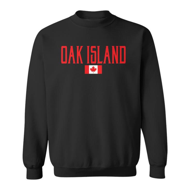 Oak Island Canada Flag Vintage Red Text Sweatshirt