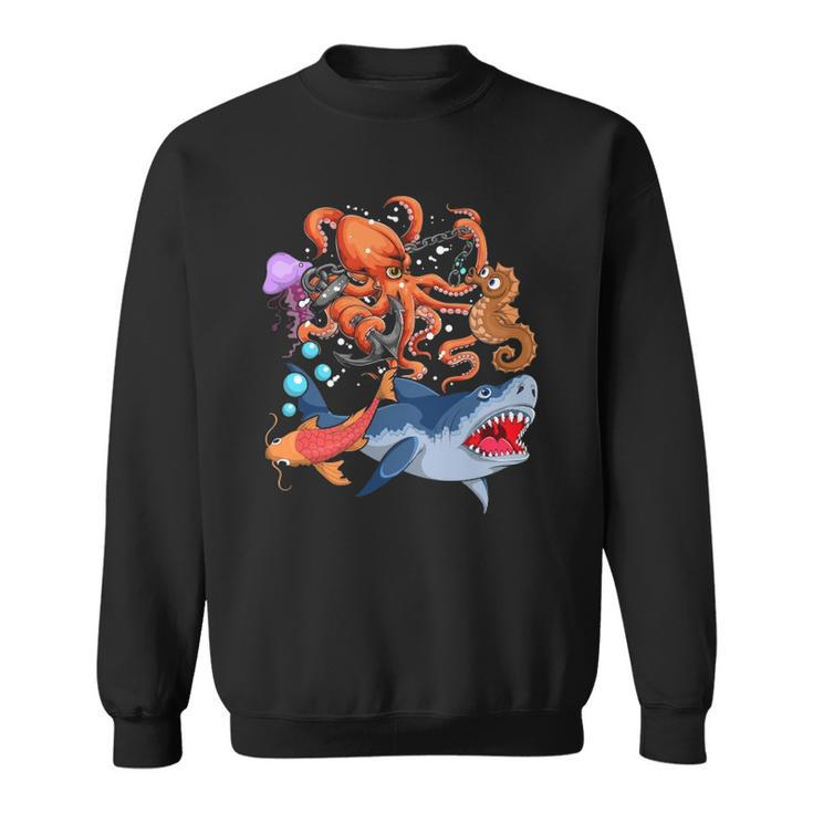 Octopus Jellyfish Seahorse Shark Zookeeper Kids Ocean Animal  Sweatshirt