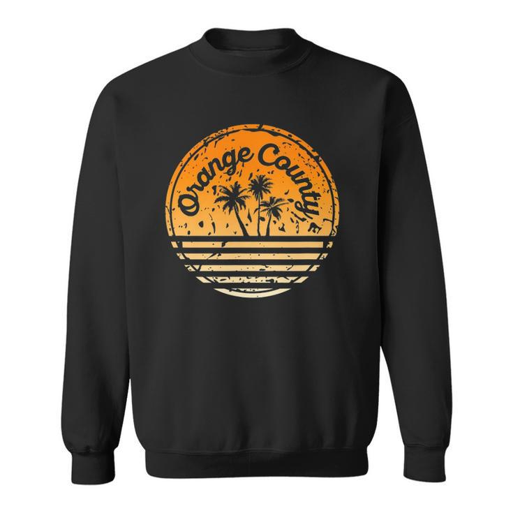 Orange County 70S Retro Surf Palm Tree Sweatshirt
