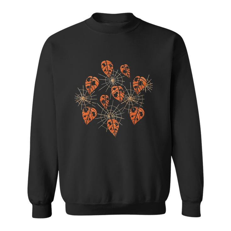 Orange Leaves With Holes And Spiderwebs Classic Sweatshirt