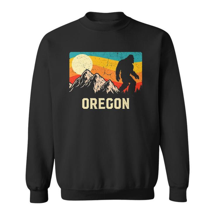 Oregon Bigfoot Sasquatch Mountains Retro Hiking Sweatshirt