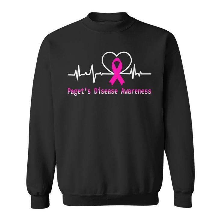 Pagets Disease Awareness Heartbeat  Pink Ribbon  Pagets Disease  Pagets Disease Awareness Sweatshirt